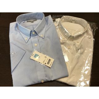 ユニクロ(UNIQLO)のUNIQLO★ユニクロ★ドライシャツ★半袖★ホワイトブルー★2点セット新品未使用(Tシャツ/カットソー(半袖/袖なし))