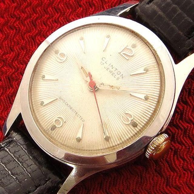 アンティーク クリントン スイス製 17石 ミリタリー手巻き腕時計