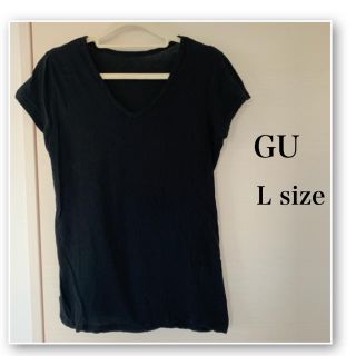 ジーユー(GU)のGU♡Vネック 半袖 Tシャツ♡黒♡無地(Tシャツ(半袖/袖なし))