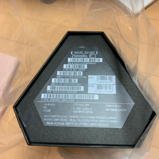 最も完璧な ASUS ZS600KL-BK512S8 Phone ROG ASUS 新品未開封