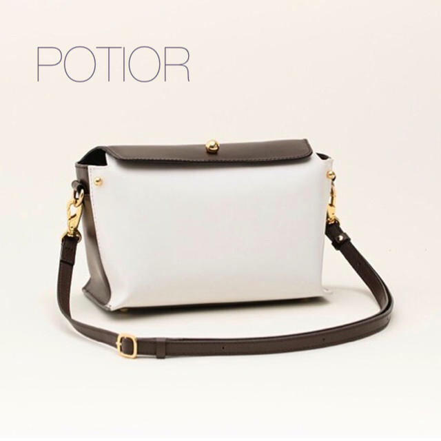 IENA(イエナ)のPOTIOR/ポティオール PICK mini ピックミニ ホワイト×ブラウン レディースのバッグ(ショルダーバッグ)の商品写真