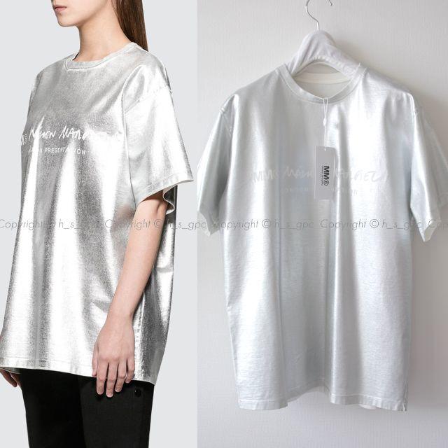 MM6 メタリックロゴ Tシャツ カットソー オーバーサイズ ビッグ