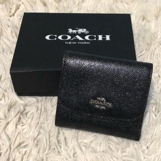 コーチ(COACH)の★もも様専用★coach 三つ折り財布 黒×シルバー ラメ入り(財布)