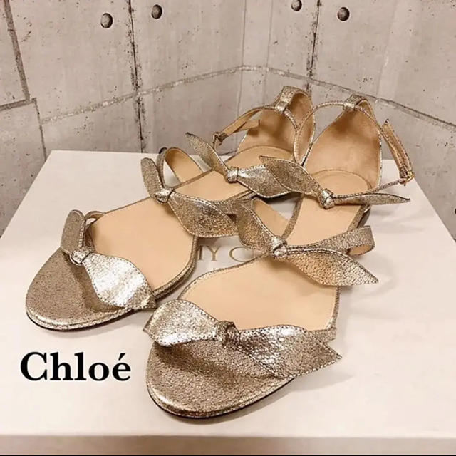 Chloe(クロエ)の美品 Chloé 定価102,600円 クロエ サンダル リボン 24㎝ レディースの靴/シューズ(サンダル)の商品写真