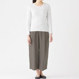 ムジルシリョウヒン(MUJI (無印良品))の★新品★今季★無印良品フレンチリネンイージーワイドパンツ【クロップド丈】／XL(クロップドパンツ)