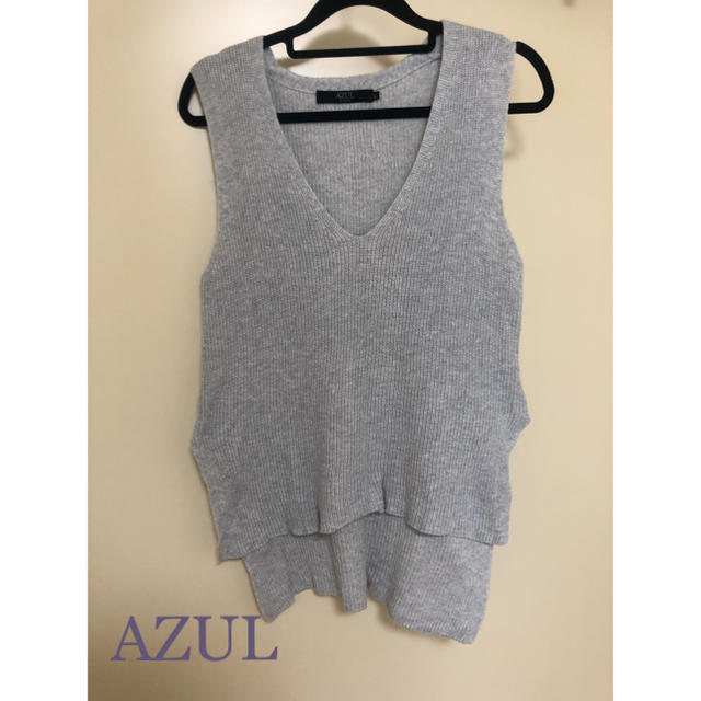 AZUL by moussy(アズールバイマウジー)のAZUL リブニット ノースリーブ カットソー ベスト レディースのトップス(カットソー(半袖/袖なし))の商品写真