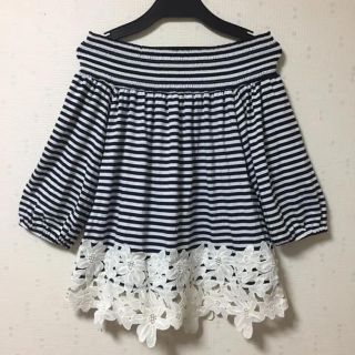 セシルマクビー(CECIL McBEE)のCECIL McBEE   オフショル ボーダー トップス(M)セシルマクビー(カットソー(半袖/袖なし))