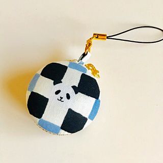 市松パンダのマカロンポーチ 市松模様 パンダ柄【ハンドメイド】(ポーチ)