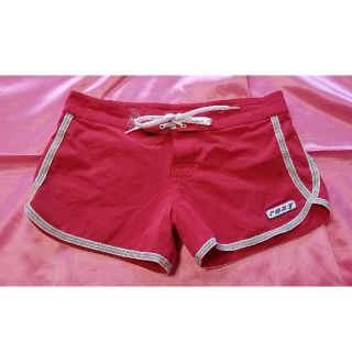 ロキシー(Roxy)のロキシーROXY赤色レッド可愛い♪サーフパンツ水着ショートパンツワックスコーム付(サーフィン)