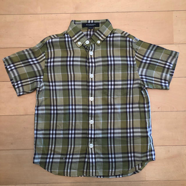 BURBERRY(バーバリー)の値下げ: Burberry バーバリー チェック シャツ グリーン 100cm キッズ/ベビー/マタニティのキッズ服男の子用(90cm~)(ブラウス)の商品写真