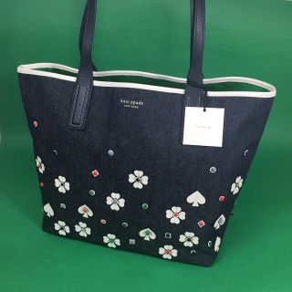 ケイトスペードニューヨーク(kate spade new york)のケイトスペード アッシュ アップリケ デニムトートバッグ WKRU5822 新品(トートバッグ)