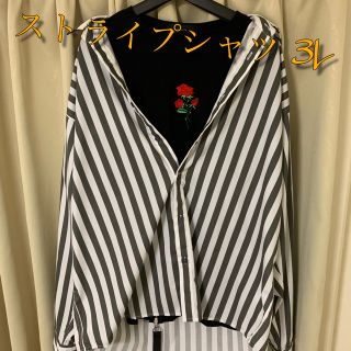 ハレ(HARE)の【お盆期間中のみ値下げ!!】3L ストライプシャツ ホワイト×グレー(シャツ)