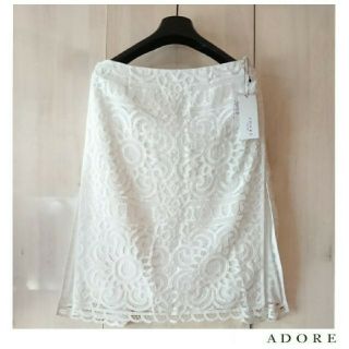 アドーア(ADORE)の◆幻◆希少新品 定価3.9万円 ADORE フラワーレーススカート フォーマル(ひざ丈スカート)