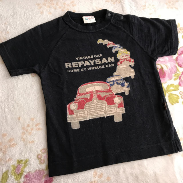 REPAYSAN(リペイザン)のラグランTシャツ アメカジプリント 黒 キッズ/ベビー/マタニティのキッズ服男の子用(90cm~)(Tシャツ/カットソー)の商品写真