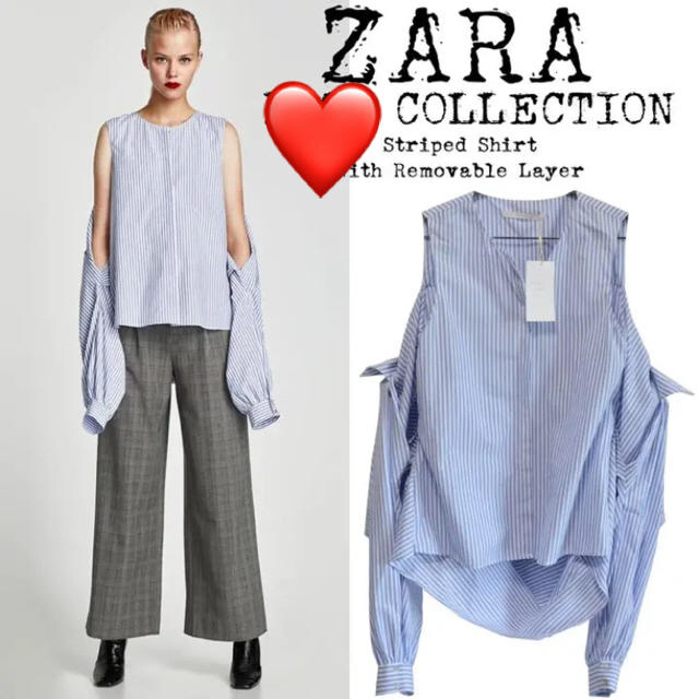 ZARA(ザラ)の新品 ZARA 変形 シャツ 2way 長袖 ノースリーブ レディースのトップス(シャツ/ブラウス(長袖/七分))の商品写真