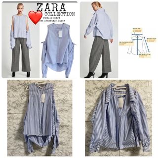 ザラ(ZARA)の新品 ZARA 変形 シャツ 2way 長袖 ノースリーブ(シャツ/ブラウス(長袖/七分))