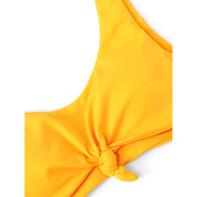 Solid Yellow Knot Bikini Set (S) レディースの水着/浴衣(水着)の商品写真