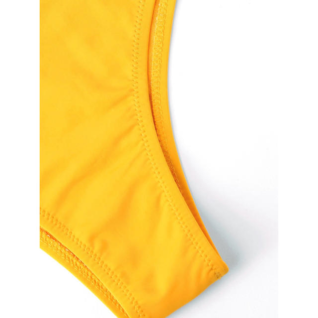 Solid Yellow Knot Bikini Set (S) レディースの水着/浴衣(水着)の商品写真