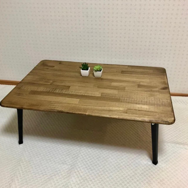 一枚板】アンティーク風折りたたみ式角丸ローテーブル 超可爱 www