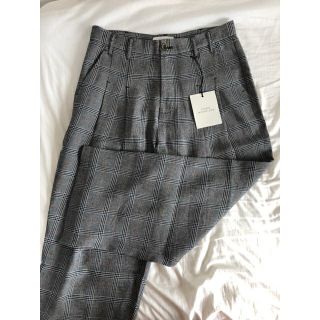 ワンエルディーケーセレクト(1LDK SELECT)のSTUDIO NICHOLSON 18ss チェックリネンダブルプリーツパンツ(スラックス)