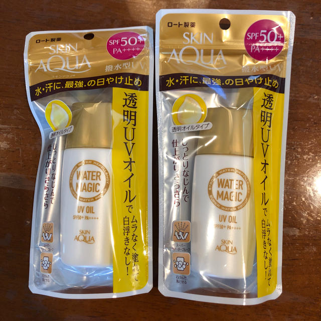 ロート製薬(ロートセイヤク)の最終値下げ★未使用未開封 スキンアクアウォーターマジックUVオイル 50ml２本 コスメ/美容のボディケア(日焼け止め/サンオイル)の商品写真