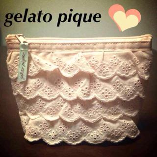 ジェラートピケ(gelato pique)の新品★ジェラートピケ★レースフリルポーチ(ポーチ)