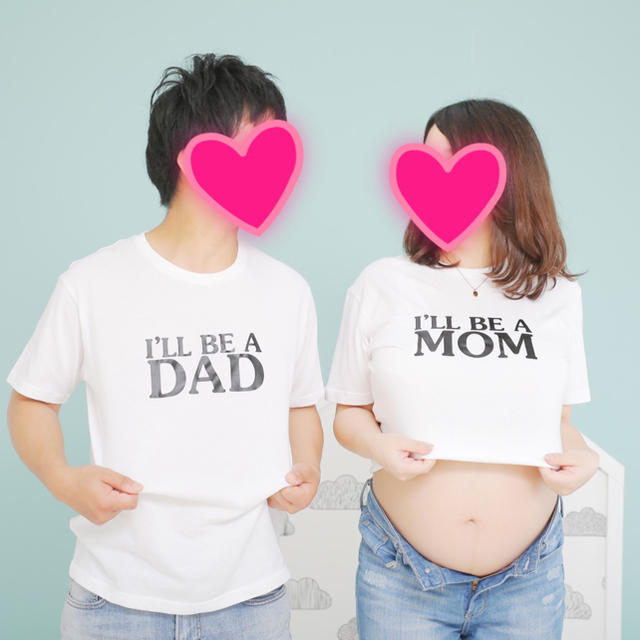 マタニティフォト ペアTシャツ 2枚セット レディースのトップス(Tシャツ(半袖/袖なし))の商品写真