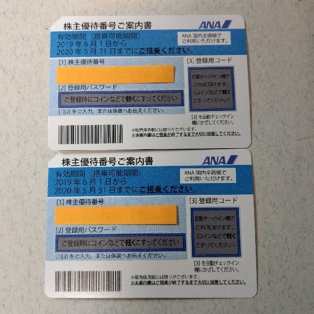 ANA(全日本空輸)(エーエヌエー(ゼンニッポンクウユ))のお値下げしました！ANA株主優待券　2枚セット チケットの優待券/割引券(その他)の商品写真