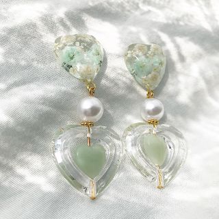 ミントグリーン ＊ ハート ＊ ピアス(ピアス)