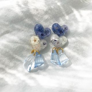 ブルー ＊ ホワイト ＊ ハート ＊ ピアス(ピアス)