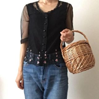 ロキエ(Lochie)の古着 vintage チュール刺繍トップス(シャツ/ブラウス(半袖/袖なし))