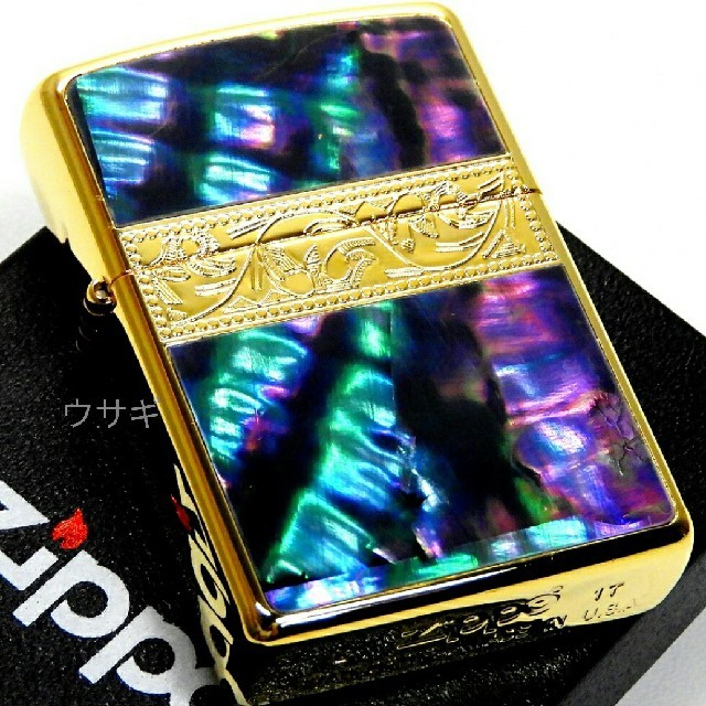 ZIPPO(ジッポー)の送料無料☆zippo☆ブラックシェル☆アラベスクラインG☆ゴールド☆ジッポ メンズのファッション小物(タバコグッズ)の商品写真