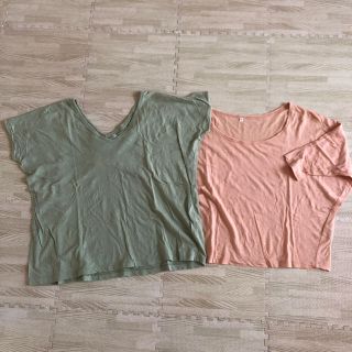 ムジルシリョウヒン(MUJI (無印良品))の無印良品☆重ねて着るシリーズＴシャツ2枚セット☆S☆used美品(Tシャツ(半袖/袖なし))