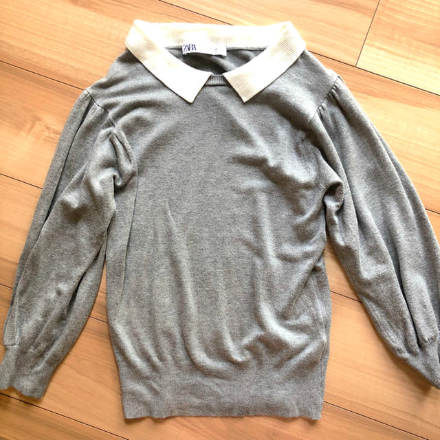 ZARA - ザラ 襟付き ニット グレー ZARAの通販 by miu|ザラなら ZARA - ザラ 襟付き ニット グレー ZARAの通販 by miu|ザラなら