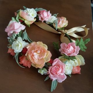 花かんむり　結婚式　披露宴　フラワー　バラ　花冠　リボン(小道具)