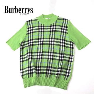 バーバリー(BURBERRY)の三陽商会BURBERRYS 　若草グリーン◎ボトルネック 5分袖サマーニット(ニット/セーター)