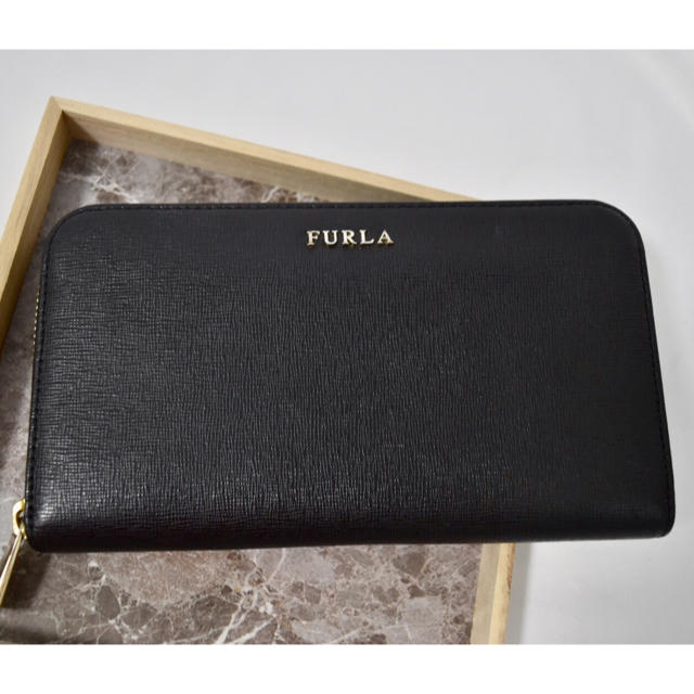 美品★ フルラ FURLA 長財布 黒 ブラック レザー