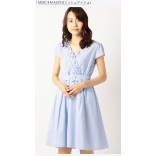 ミッシュマッシュ(MISCH MASCH)の美品♡ミッシュマッシュ  ストライプ ワンピース ライトブルー M(ひざ丈ワンピース)