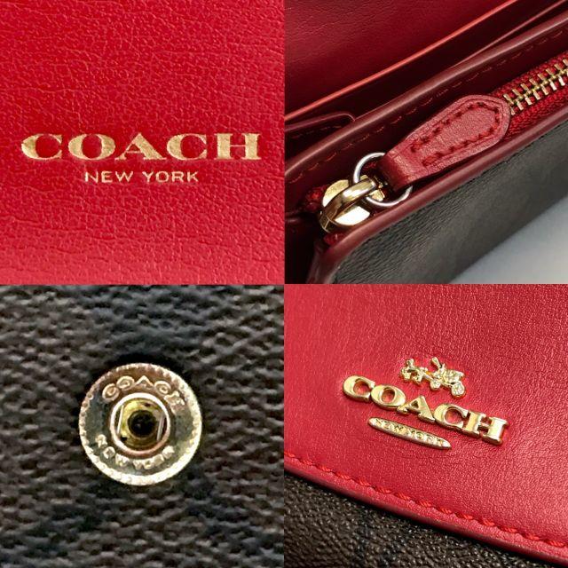 COACH コーチ 長財布 シグネチャー スリム エンベロープ ウォレット 赤