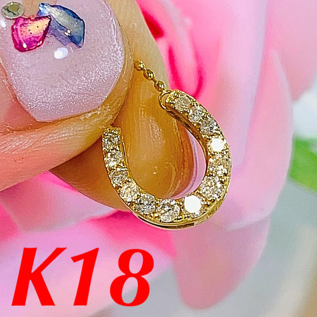 格安新品 【K18 イエローゴールド】馬蹄 ネックレス ダイヤモンド ...
