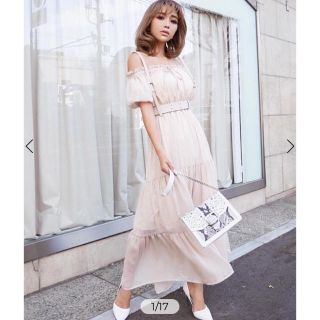 エイミーイストワール(eimy istoire)の新品未使用タグ付き♡バルーンスリーブオフショルダーワンピース ベージュ(ロングワンピース/マキシワンピース)