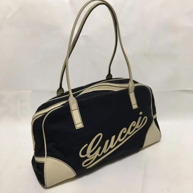 信頼 グッチ GUCCI - Gucci スポーツバッグ オールドグッチ ネイビー