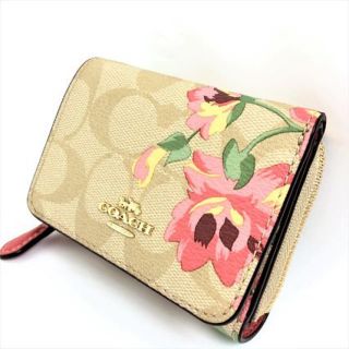 コーチ(COACH)のコーチ COACH 財布 折財布 レディース F75922 花 ベージュ系(財布)