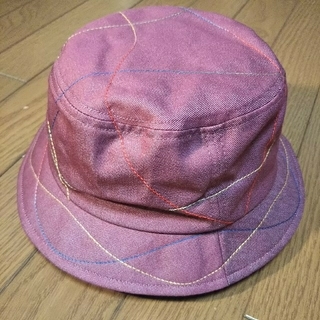 (64) 50cm 帽子  赤紫  ライン模様(帽子)