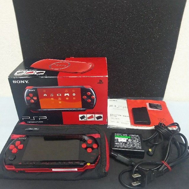 携帯用ゲーム機本体PSP ブラック/レッド(PSPJ-3000 XBR) 美品 外装新品に交換済み