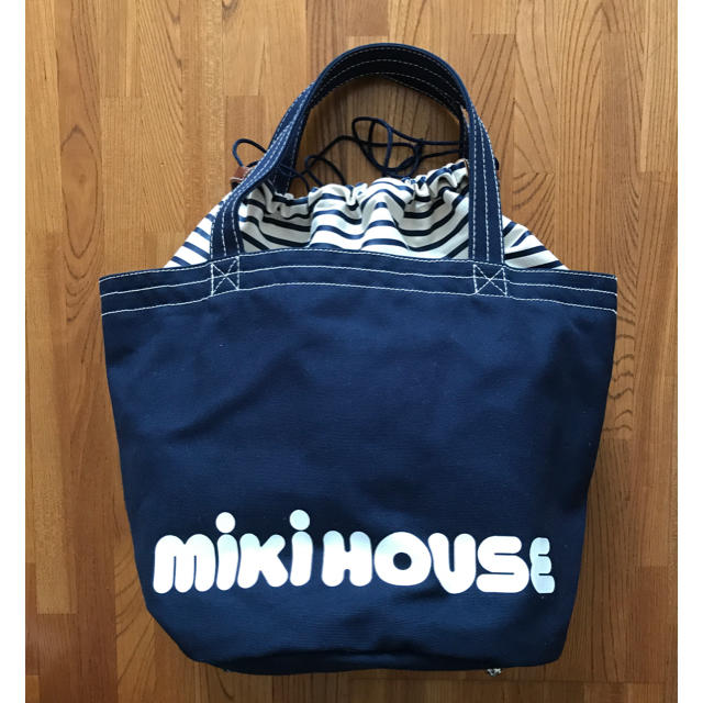 mikihouse(ミキハウス)のミキハウス バケツ型 ロゴトートバッグ 紺 新品 マザーズバッグ ネイビー レディースのバッグ(トートバッグ)の商品写真