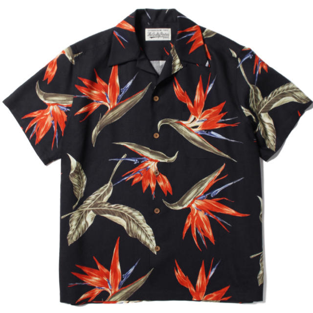 WACKO MARIA(ワコマリア)の19SS 極小量 再販  wackomaria 極楽鳥柄 アロハシャツ 黒 S メンズのトップス(シャツ)の商品写真