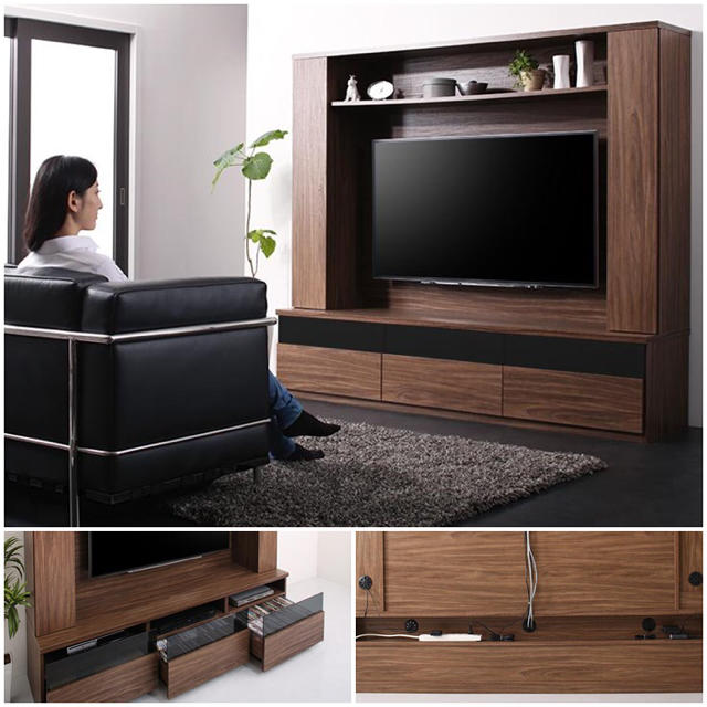 新品送料無料》テレビ台 ハイタイプ 165幅 55インチ対応 オーク 壁面