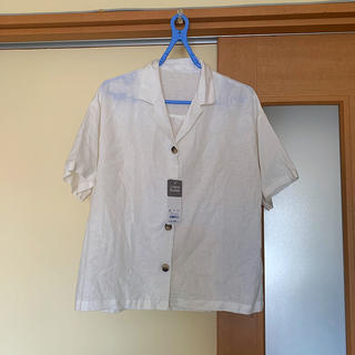 ジーユー(GU)のGU リネンブレンド オープンカラーシャツ(シャツ/ブラウス(半袖/袖なし))