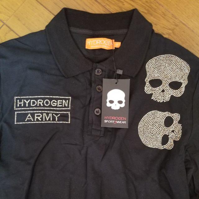 HYDROGEN(ハイドロゲン)の新品　スタッズ　ドクロ　カッコいい　ポロシャツ　ブラック メンズのトップス(ポロシャツ)の商品写真